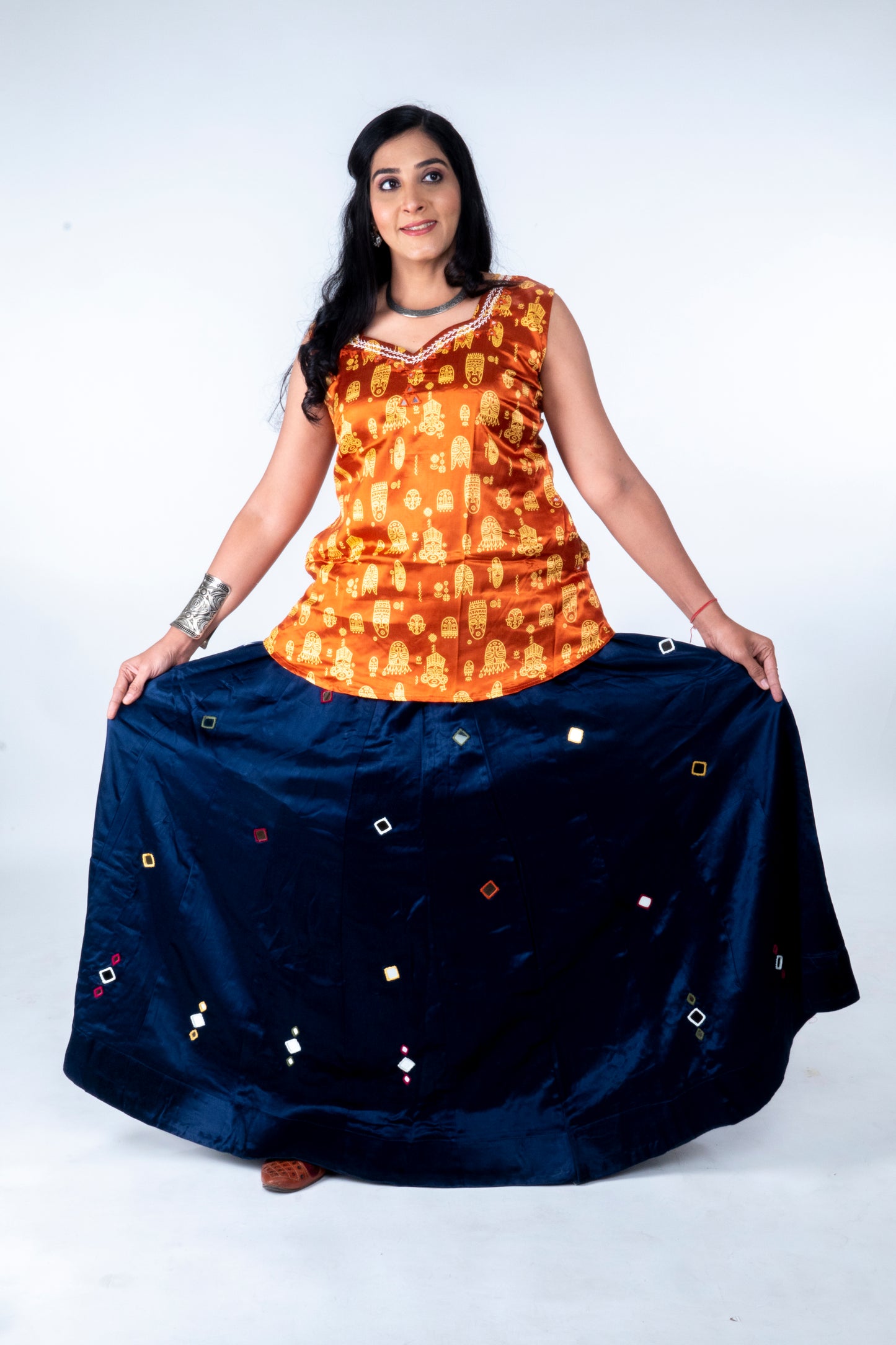 Narmada Skirt - Mashru Skirt - Blue
