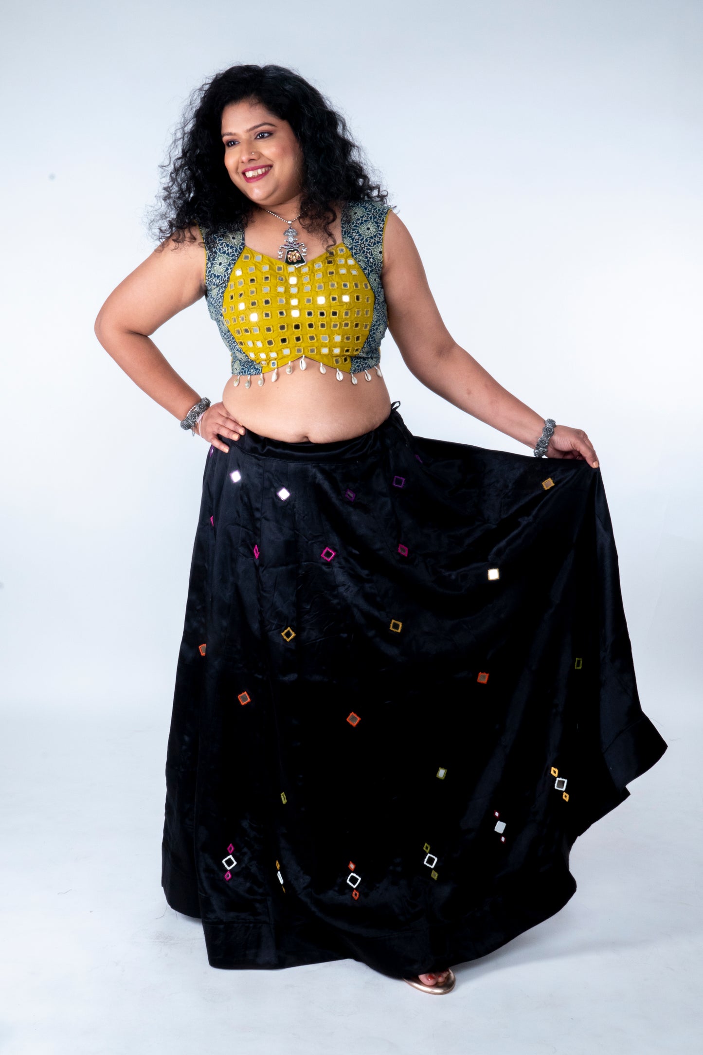 Narmada Skirt - Mashru Skirt - Black