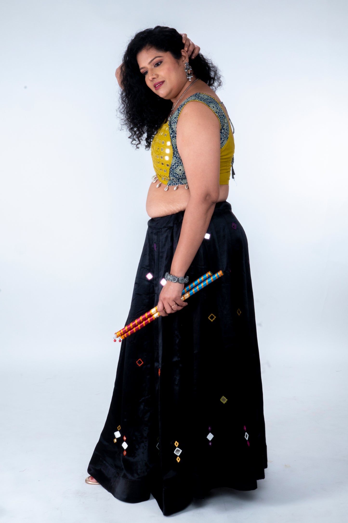 Narmada Skirt - Mashru Skirt - Black