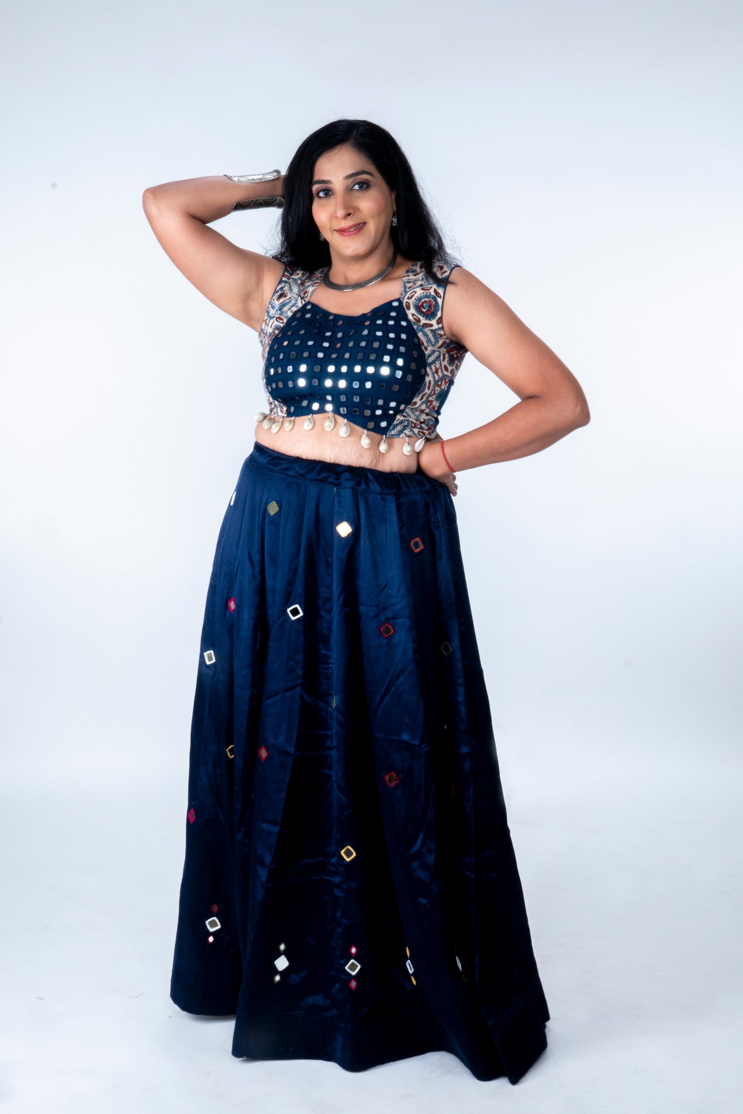 Palash - Mirror work blouse - Blue