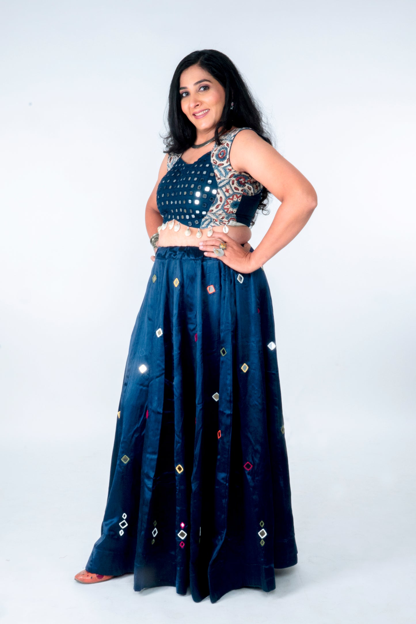 Palash - Mirror work blouse - Blue