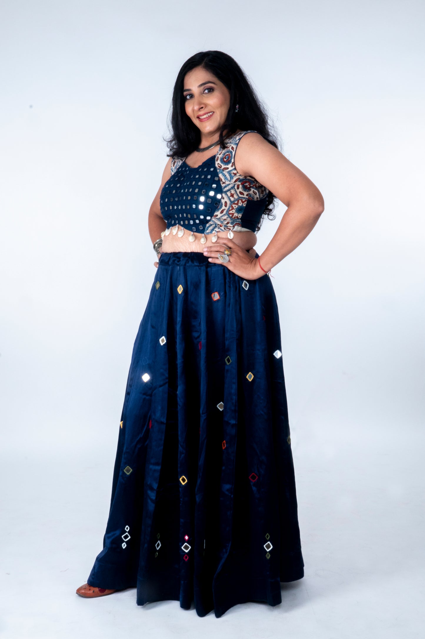 Palash - Mirror work blouse - Blue