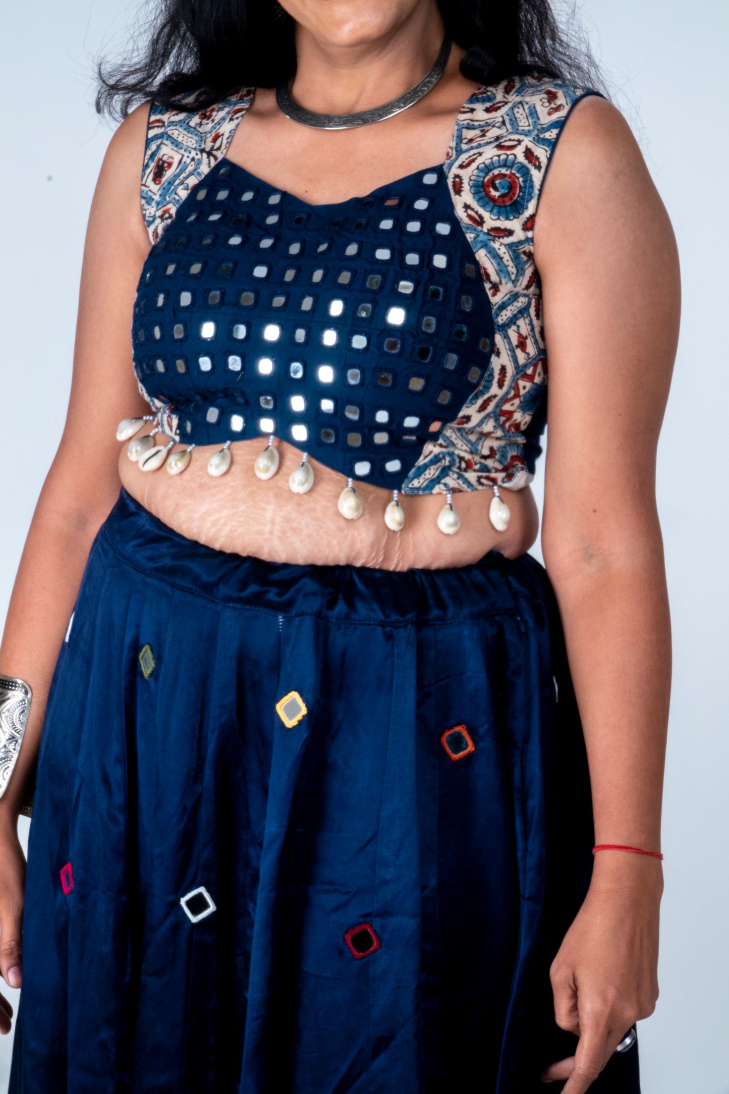 Palash - Mirror work blouse - Blue