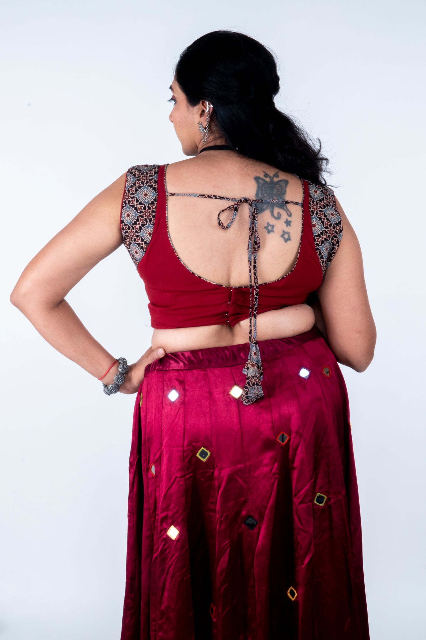 Palash - Mirror work blouse - Red