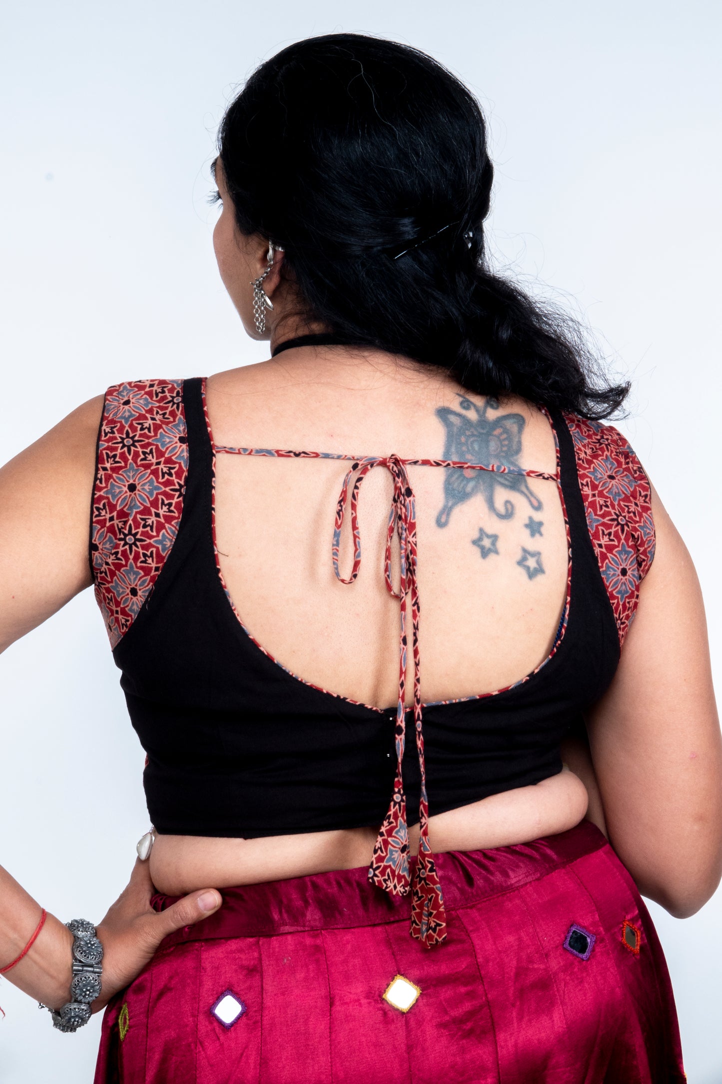 Palash - Mirror work blouse - Black