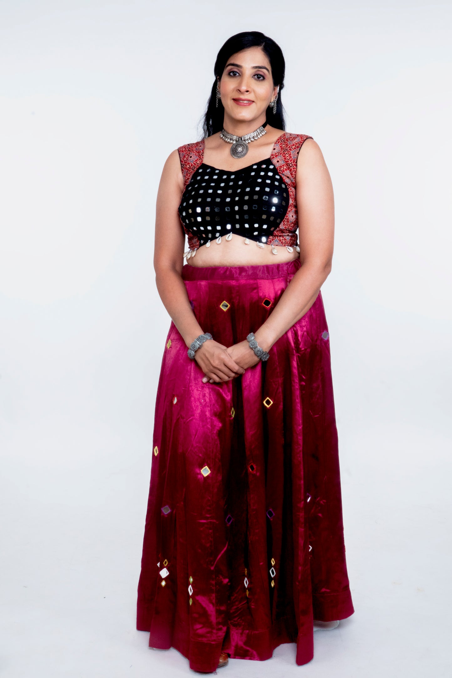 Narmada Skirt - Mashru Skirt - Red