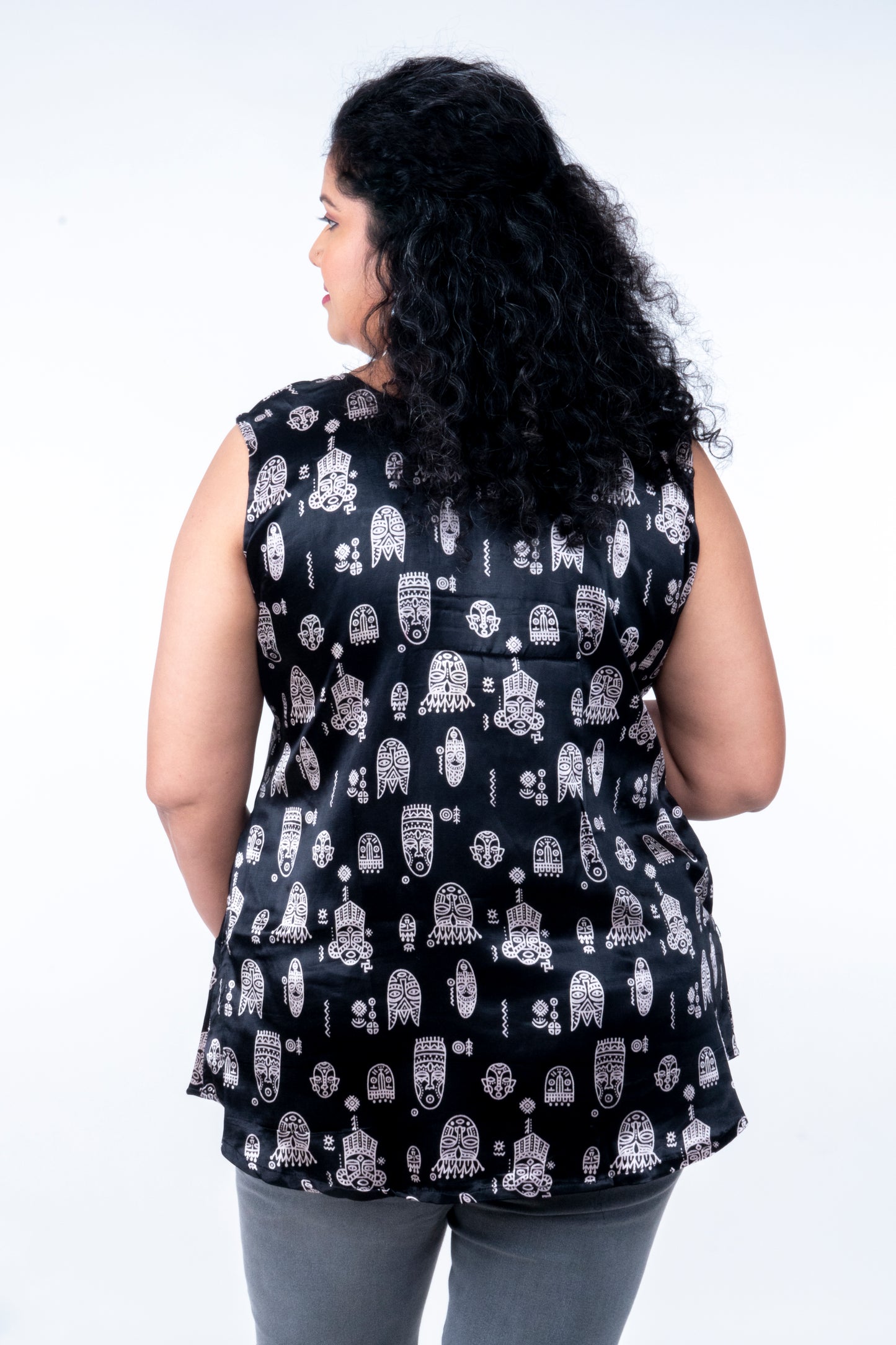 Kadambari – Mashru Short Top - Black