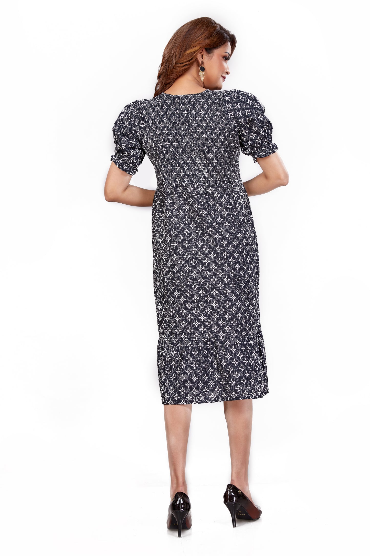 Nakshatra – Smocked Cotton Dress - Black