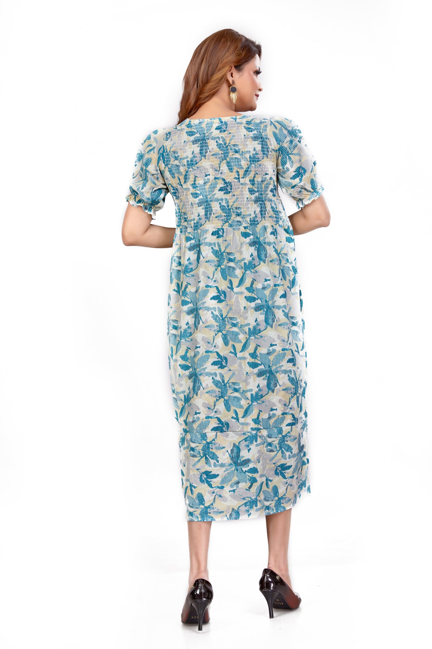 Nakshatra – Smocked Cotton Dress - Blue