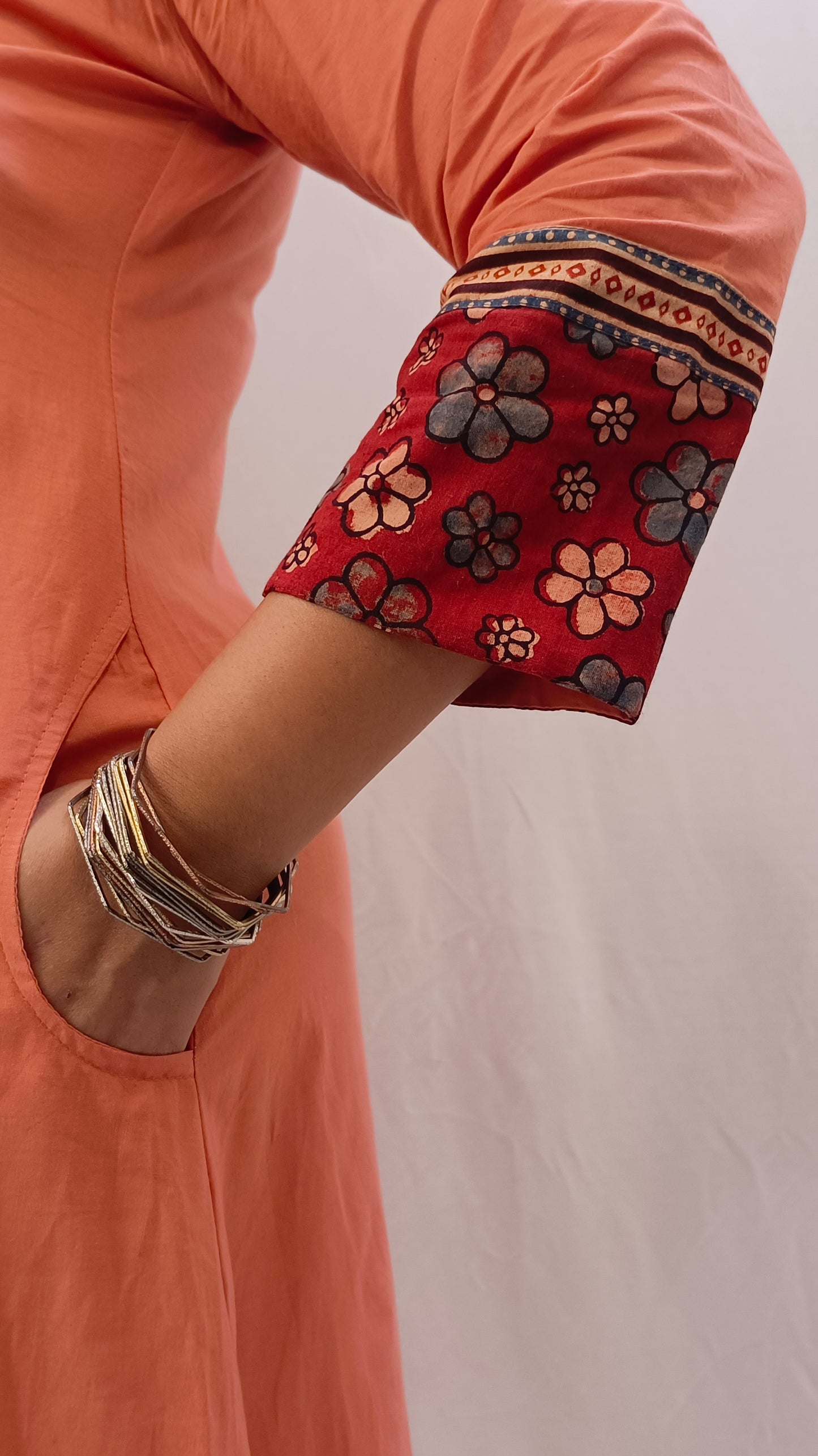 Kaveri – Cotton Fusion Dress - Peach