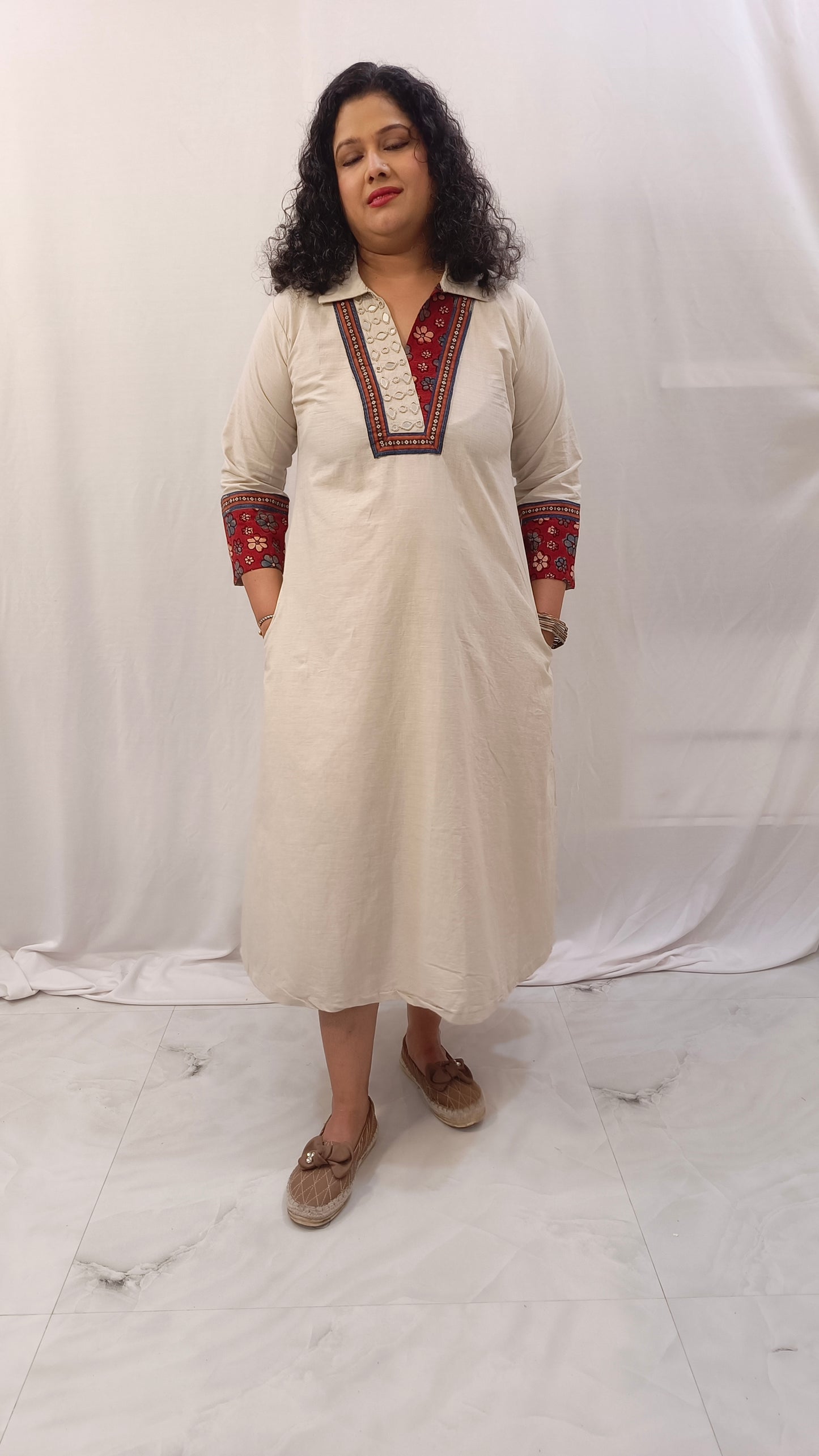Kaveri – Cotton Fusion Dress - Pearl White