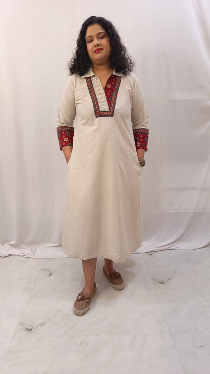 Kaveri – Cotton Fusion Dress - Pearl White