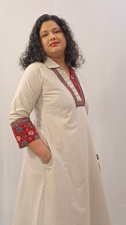 Kaveri – Cotton Fusion Dress - Pearl White