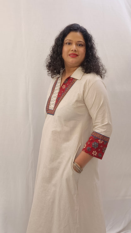 Kaveri – Cotton Fusion Dress - Pearl White