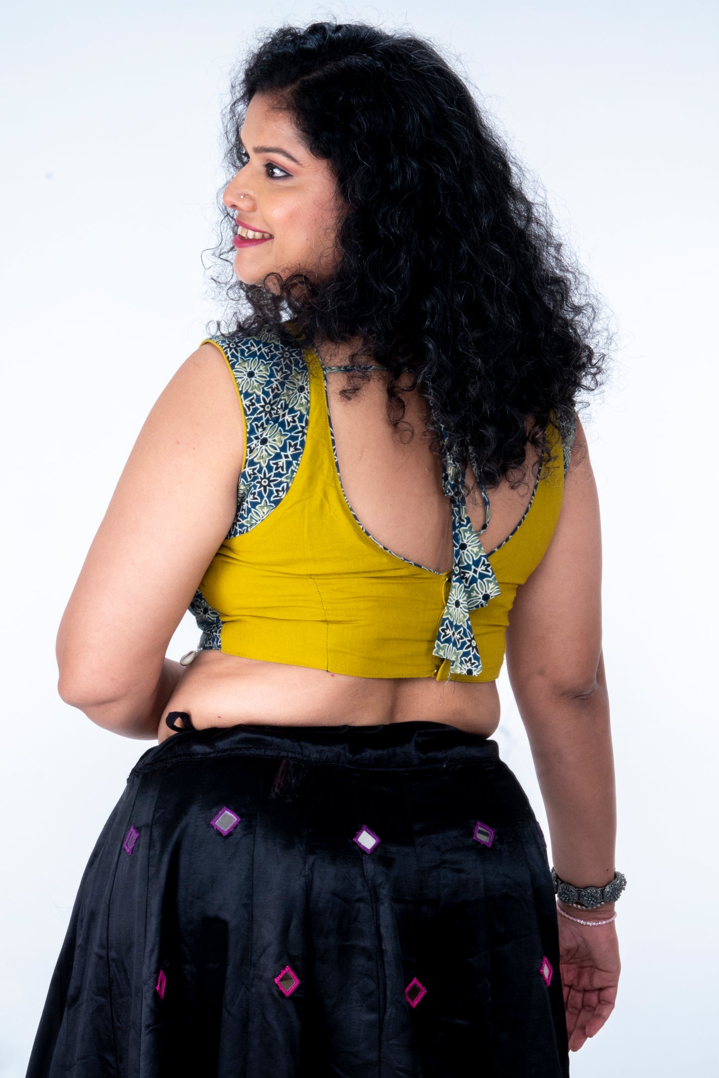 Palash - Mirror work blouse - Mustard
