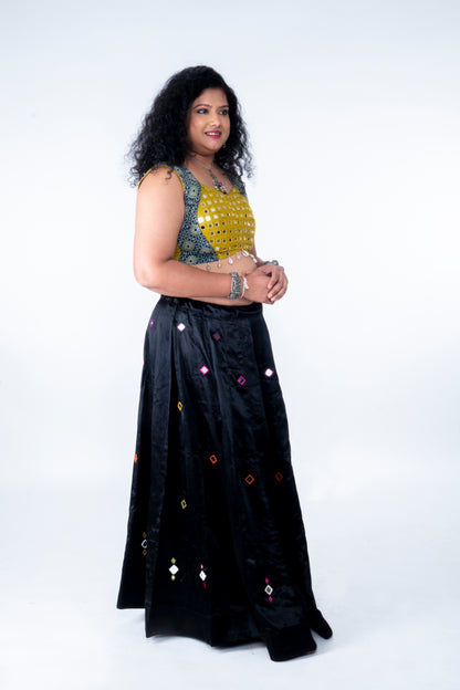 Narmada Skirt - Mashru Skirt - Black