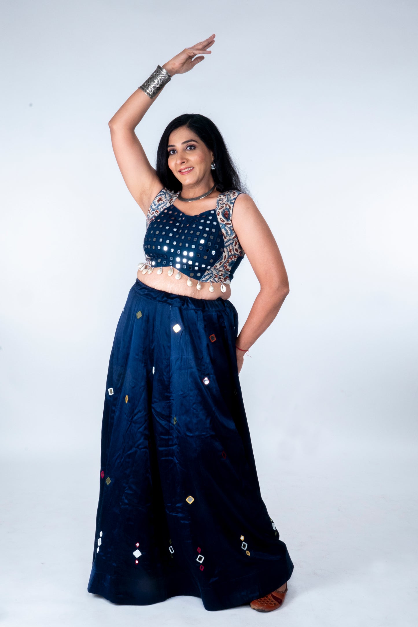 Palash - Mirror work blouse - Blue
