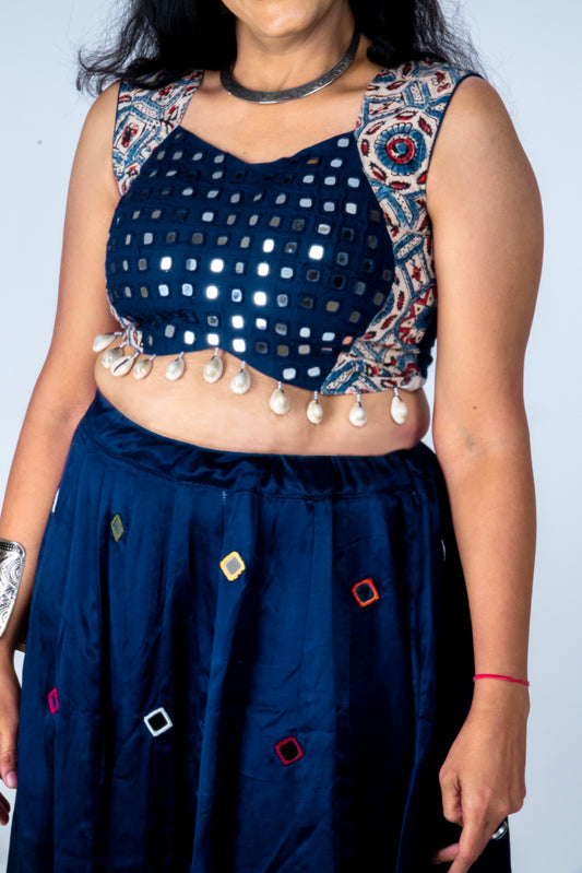 Palash - Mirror work blouse - Blue