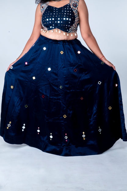 Narmada Skirt - Mashru Skirt - Blue