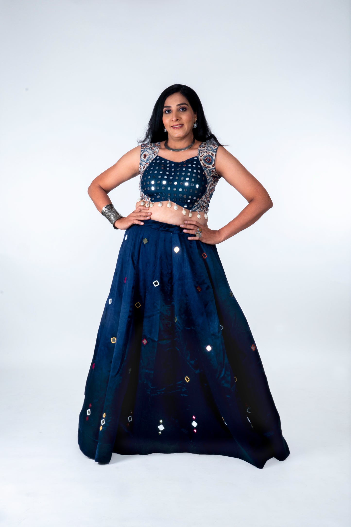 Palash - Mirror work blouse - Blue