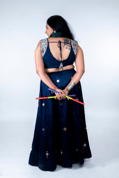 Narmada Skirt - Mashru Skirt - Blue