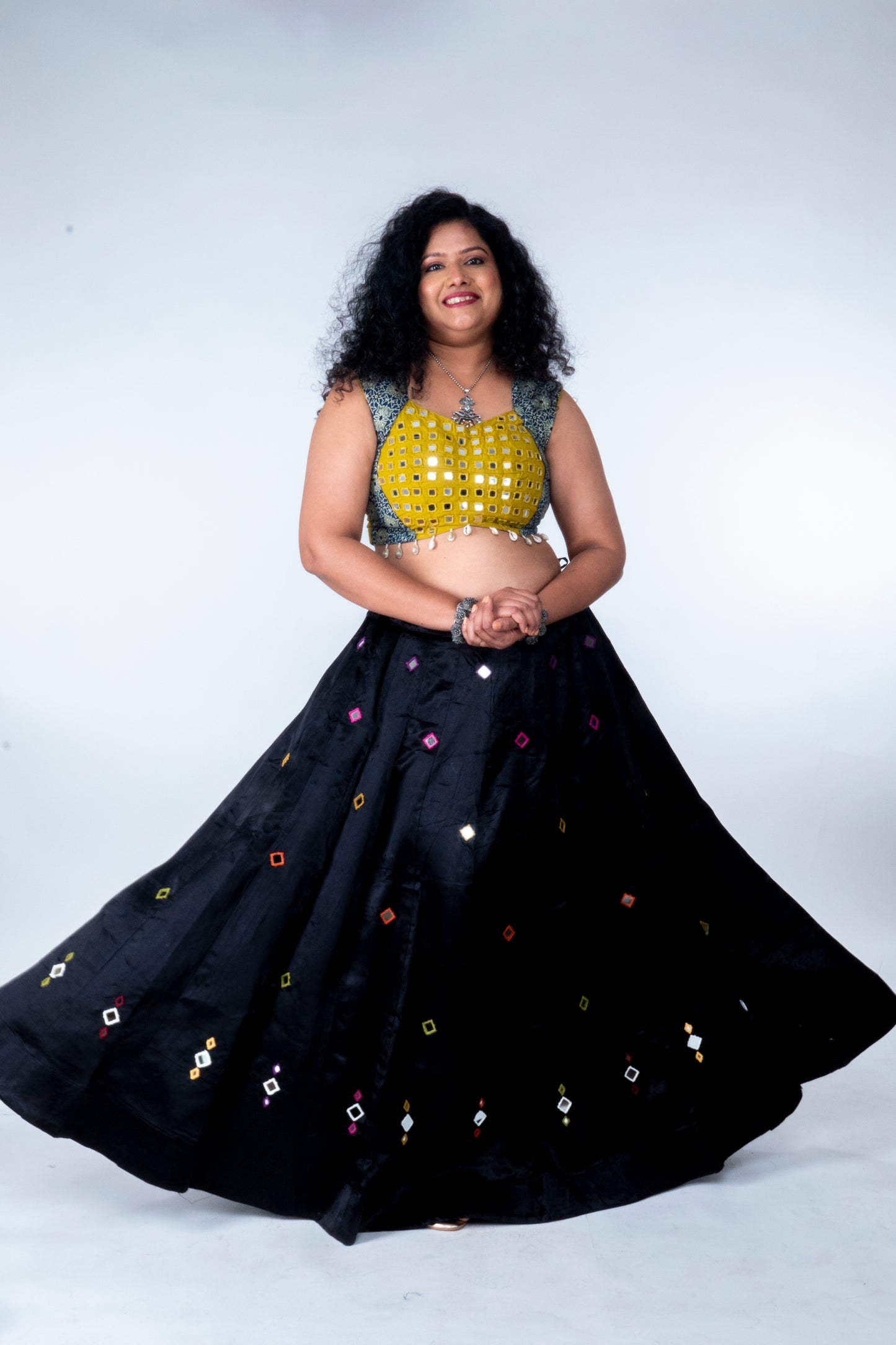 Narmada Skirt - Mashru Skirt - Black