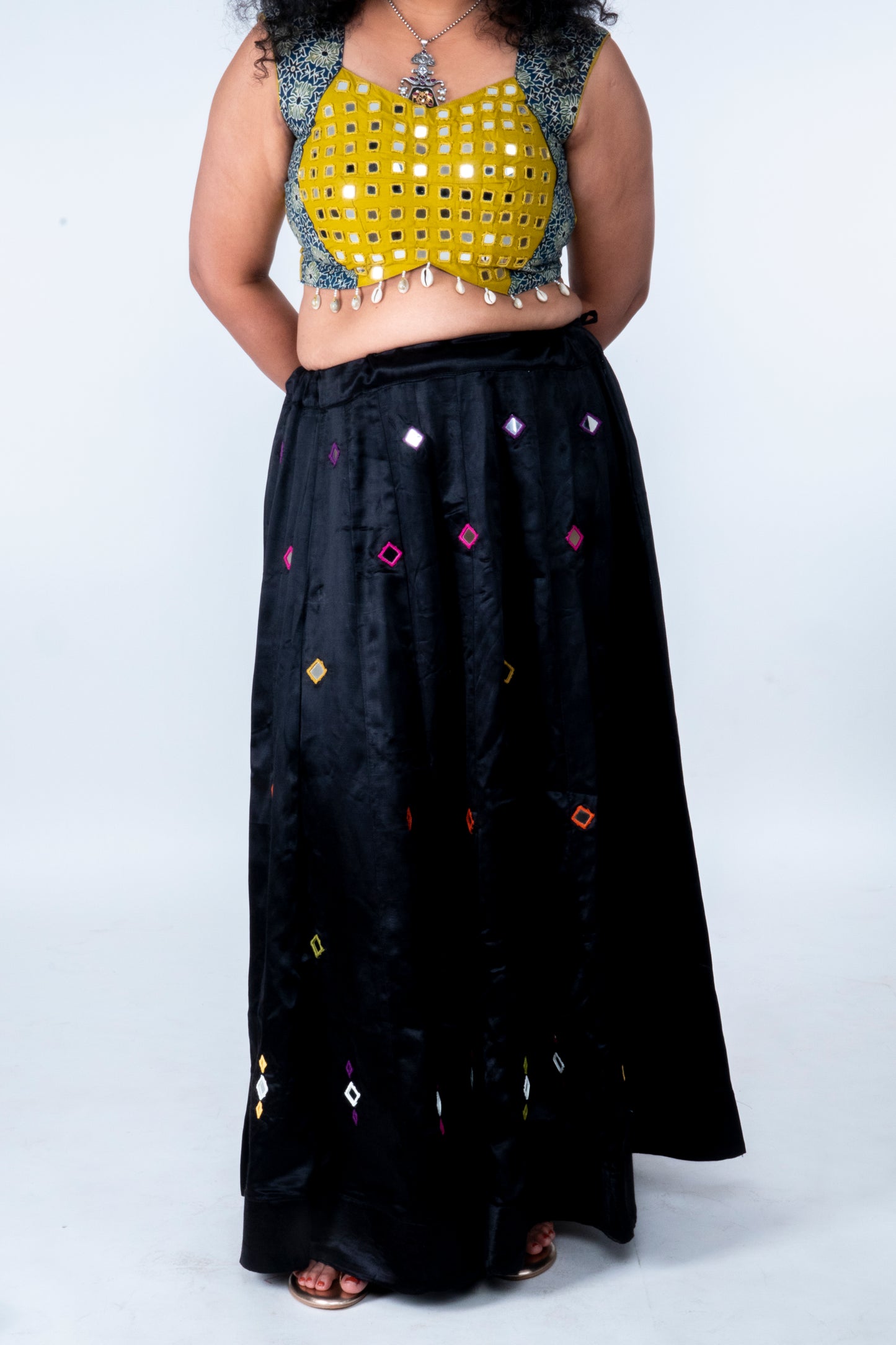 Narmada Skirt - Mashru Skirt - Black