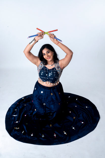 Narmada Skirt - Mashru Skirt - Blue