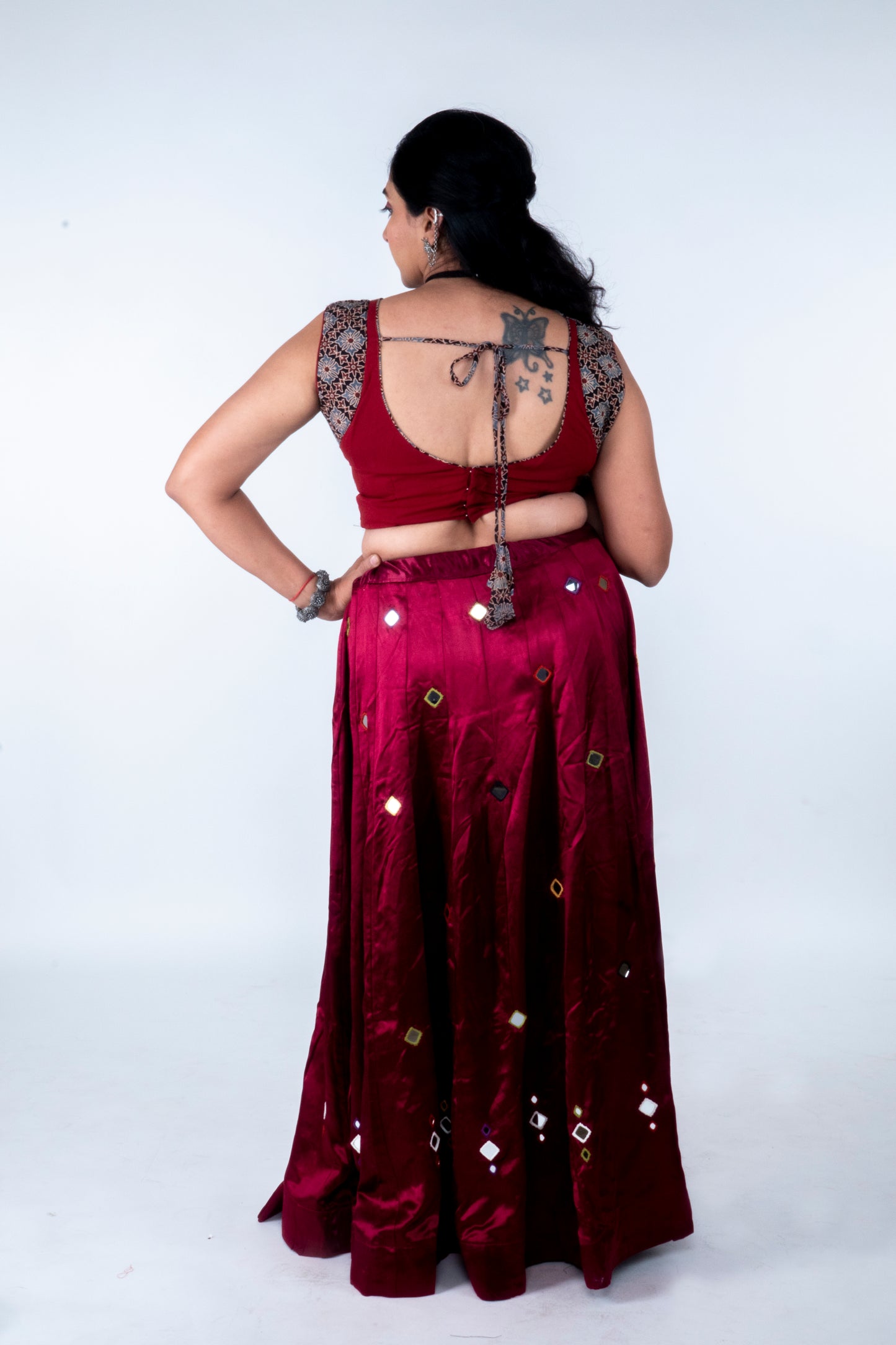 Narmada Skirt - Mashru Skirt - Red
