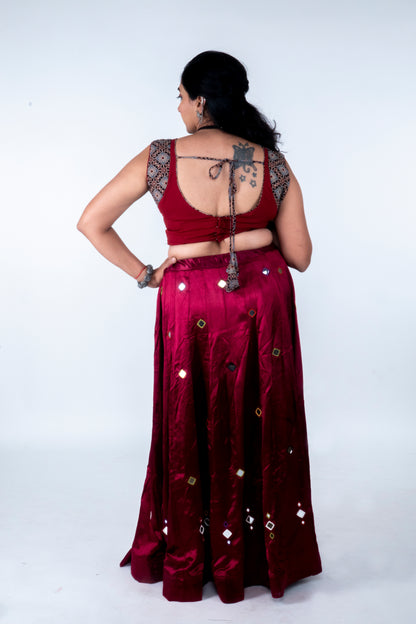 Narmada Skirt - Mashru Skirt - Red