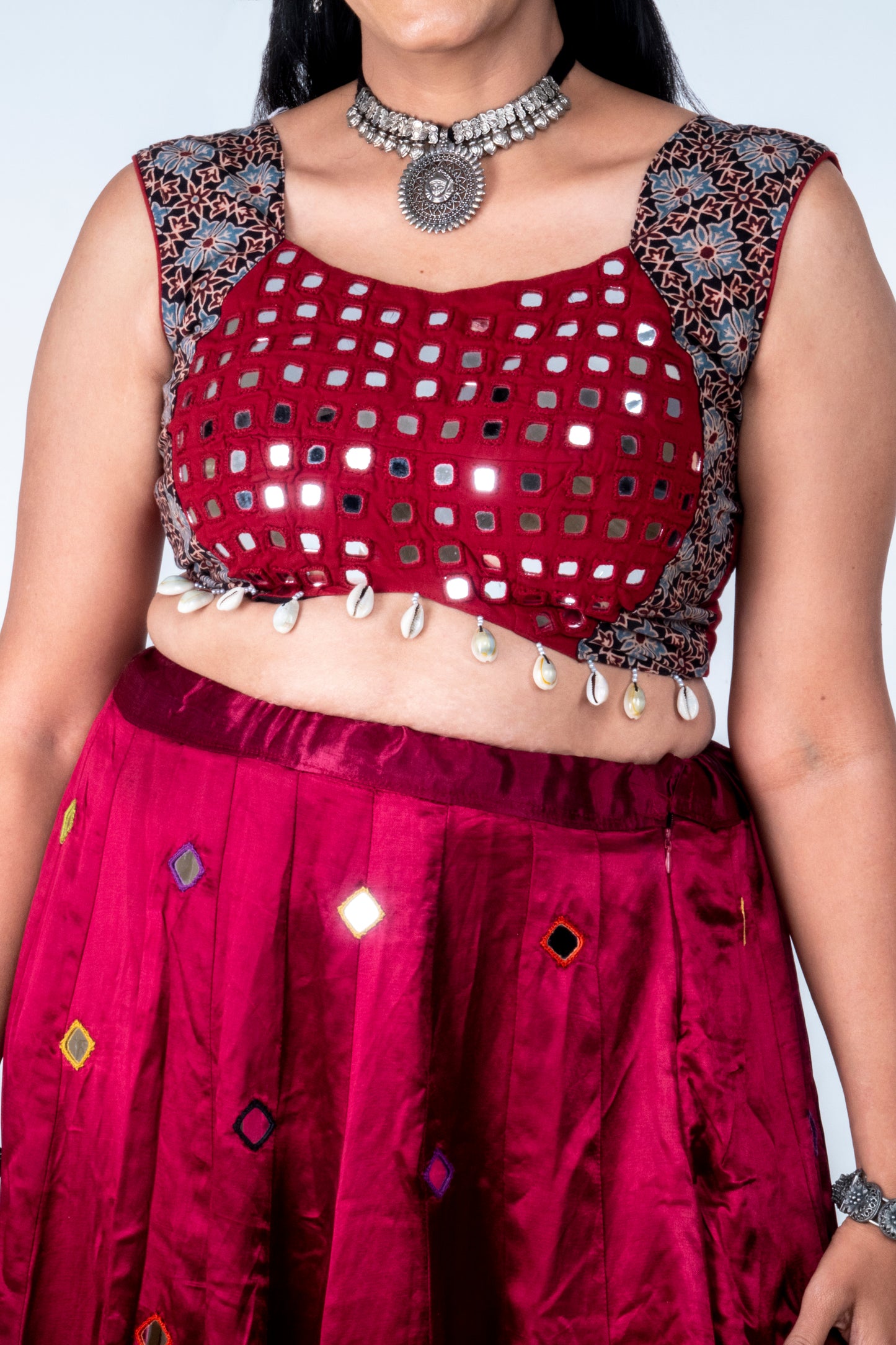 Palash - Mirror work blouse - Red