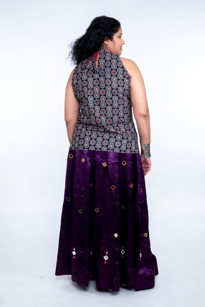 Narmada Skirt - Mashru Skirt - Purple