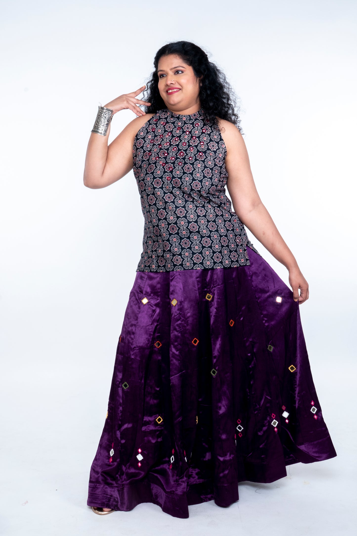 Narmada Skirt - Mashru Skirt - Purple