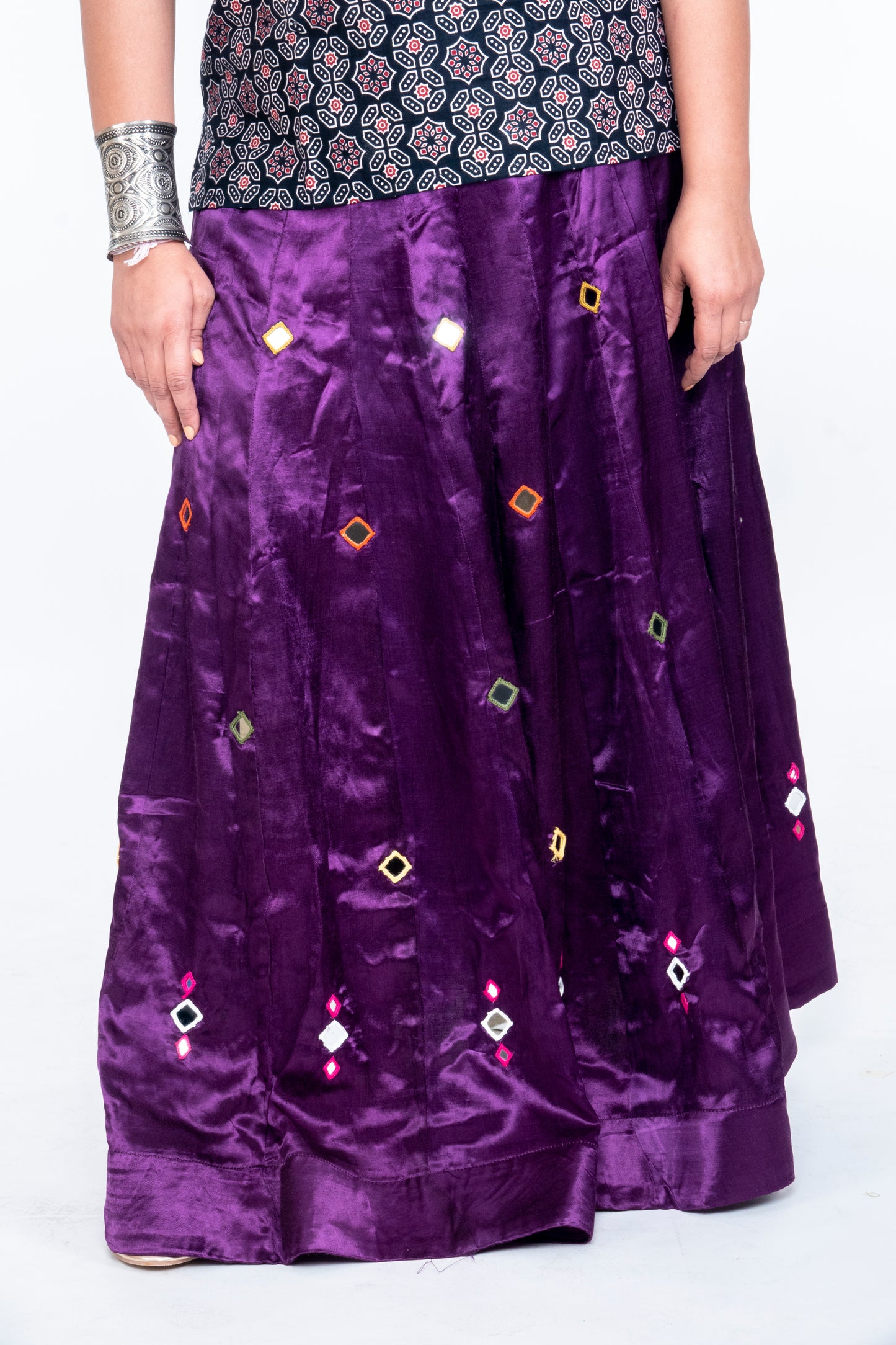 Narmada Skirt - Mashru Skirt - Purple