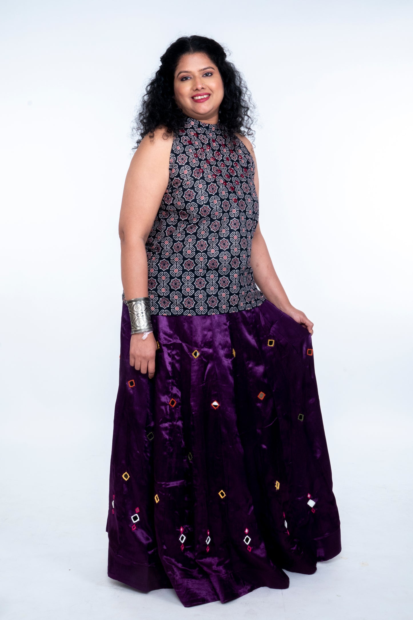 Narmada Skirt - Mashru Skirt - Purple