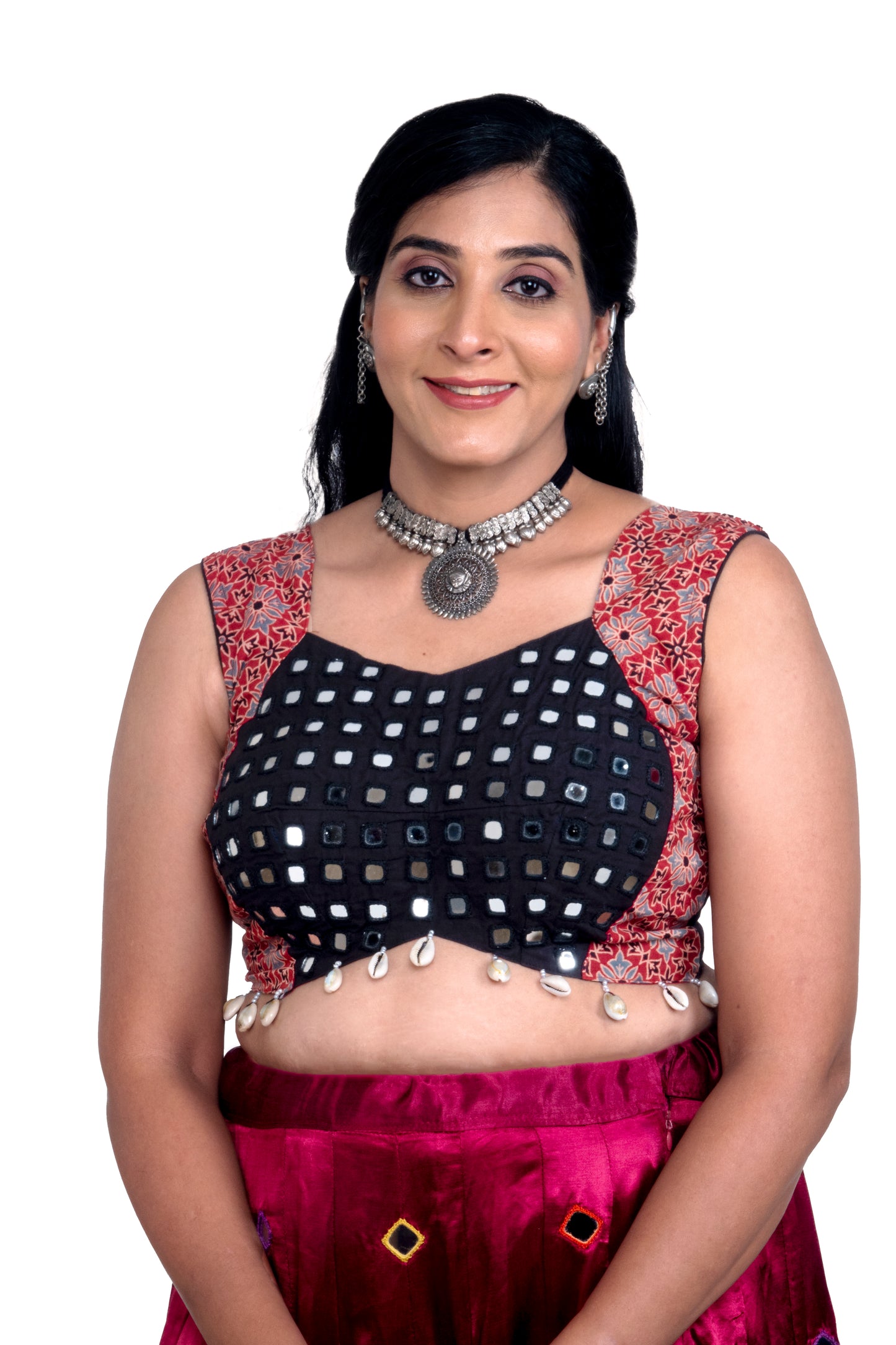 Palash - Mirror work blouse - Black