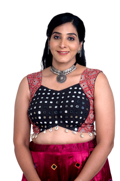 Palash - Mirror work blouse - Black