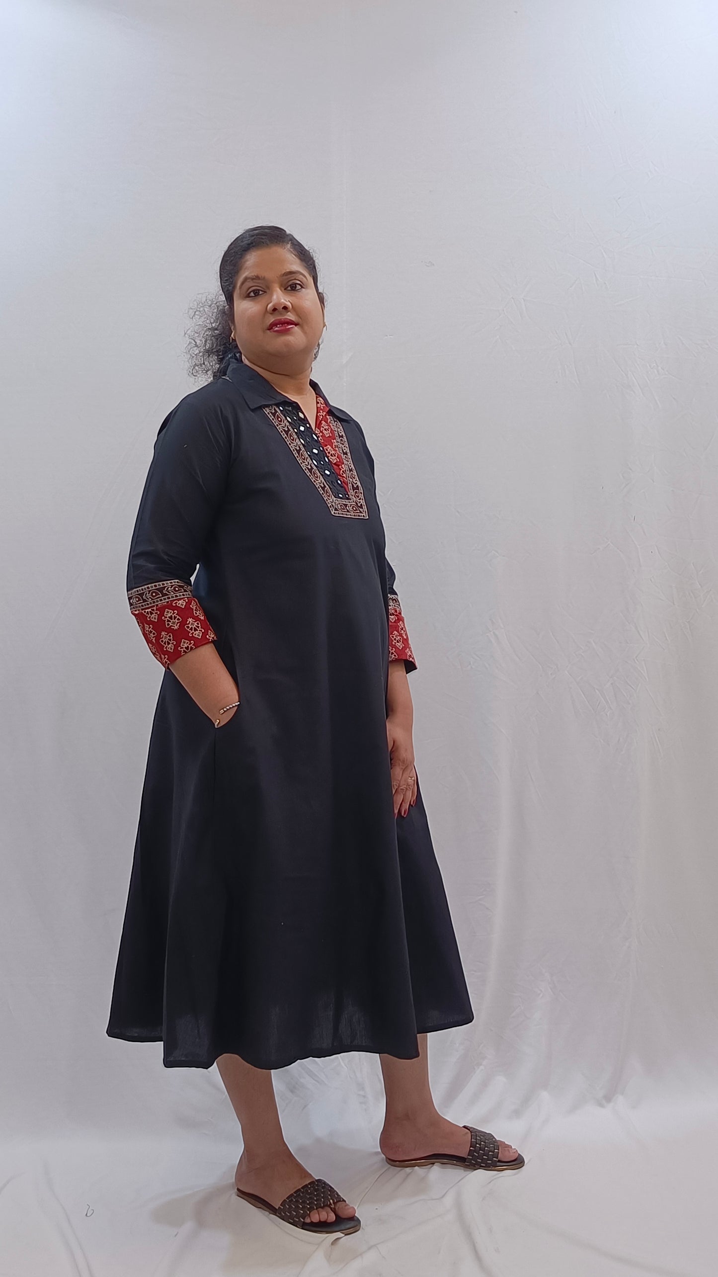 Kaveri – Cotton Fusion Dress - Black