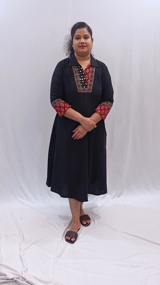 Kaveri – Cotton Fusion Dress - Black