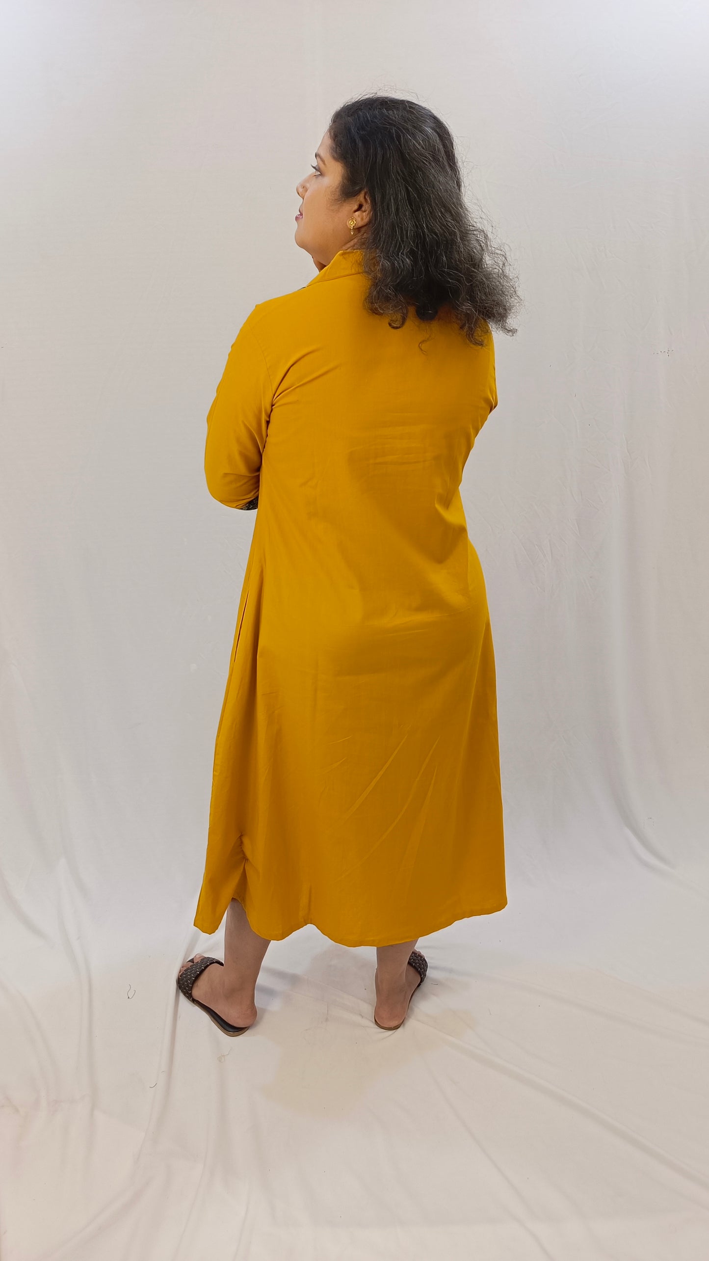 Kaveri – Cotton Fusion Dress - Haldi Yellow