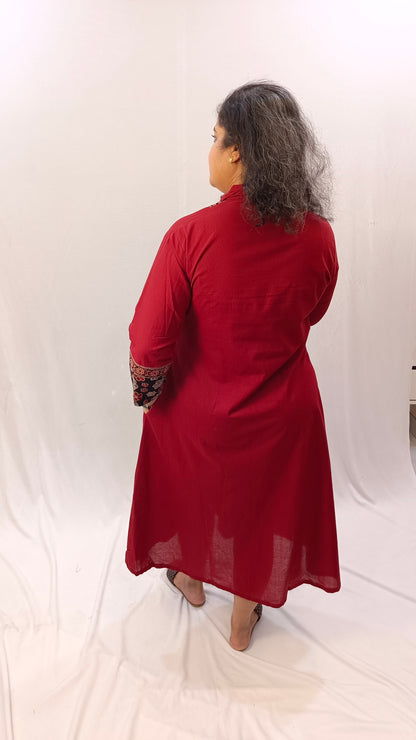 Kaveri – Cotton Fusion Dress - Red