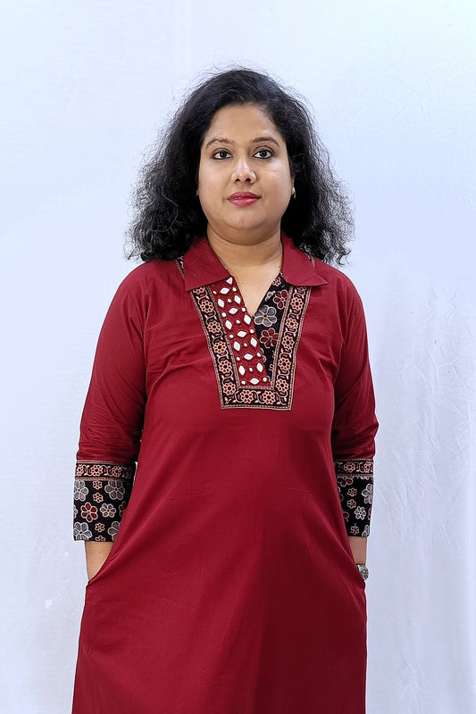 Kaveri – Cotton Fusion Dress - Red