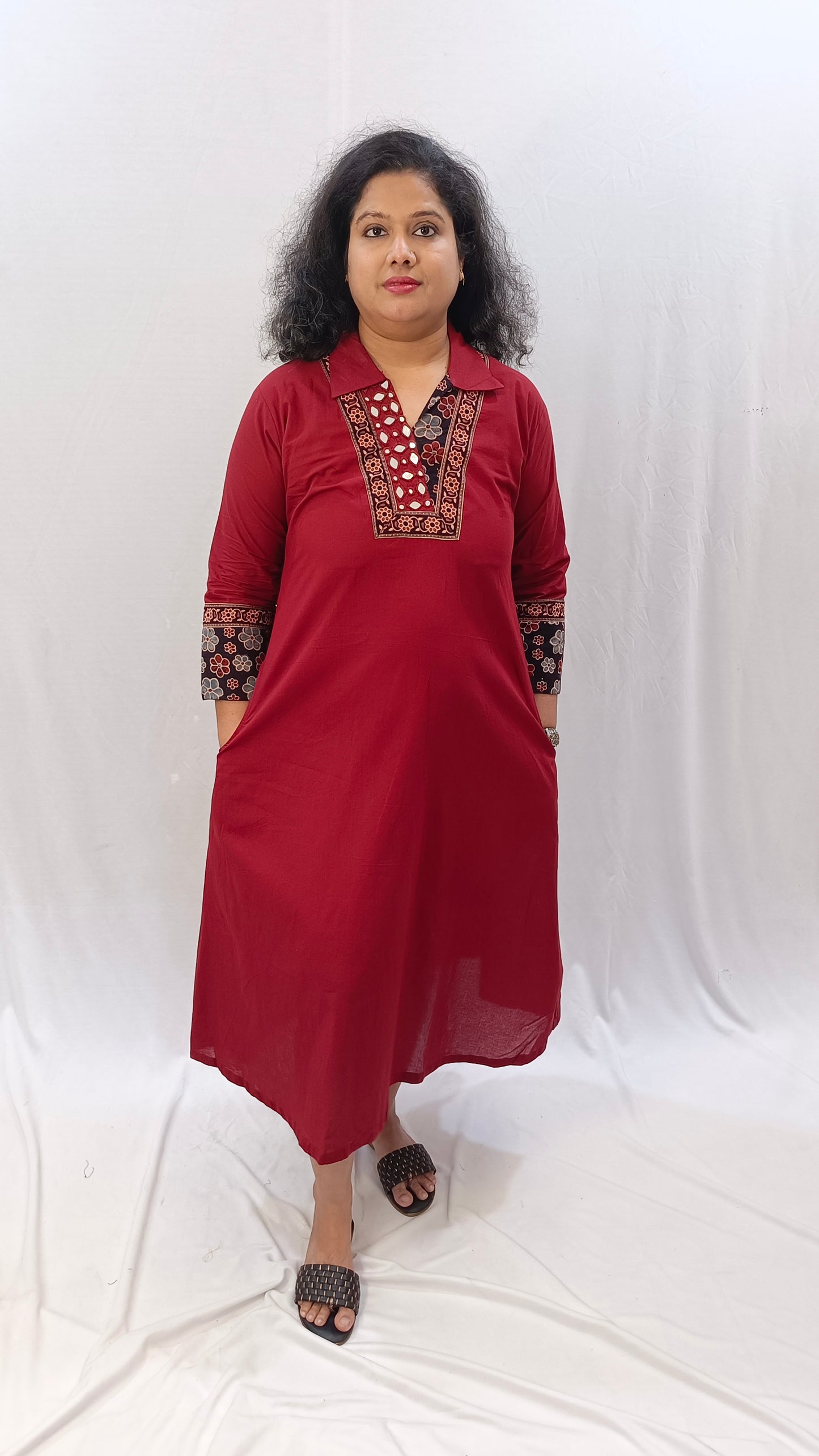 Kaveri – Cotton Fusion Dress - Red