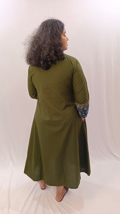Kaveri – Cotton Fusion Dress - Mehendi Green