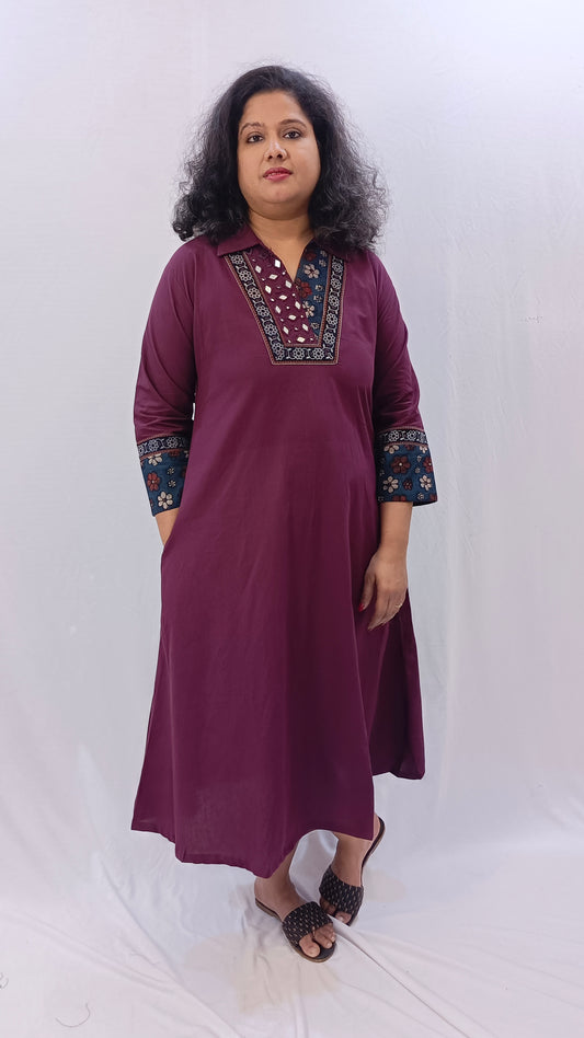Kaveri – Cotton Fusion Dress - Purple