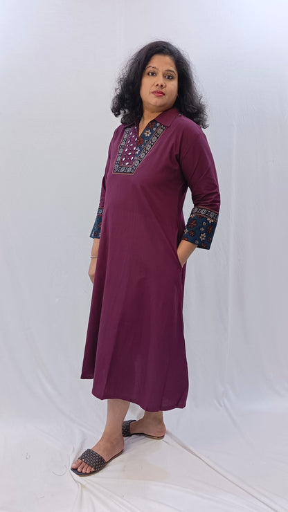 Kaveri – Cotton Fusion Dress - Purple