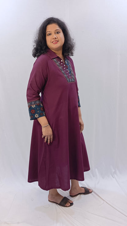 Kaveri – Cotton Fusion Dress - Purple