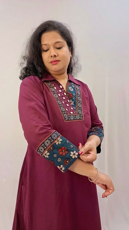 Kaveri – Cotton Fusion Dress - Purple