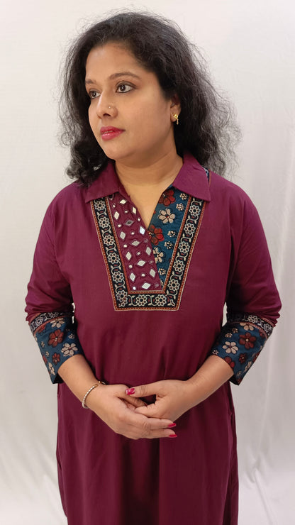 Kaveri – Cotton Fusion Dress - Purple