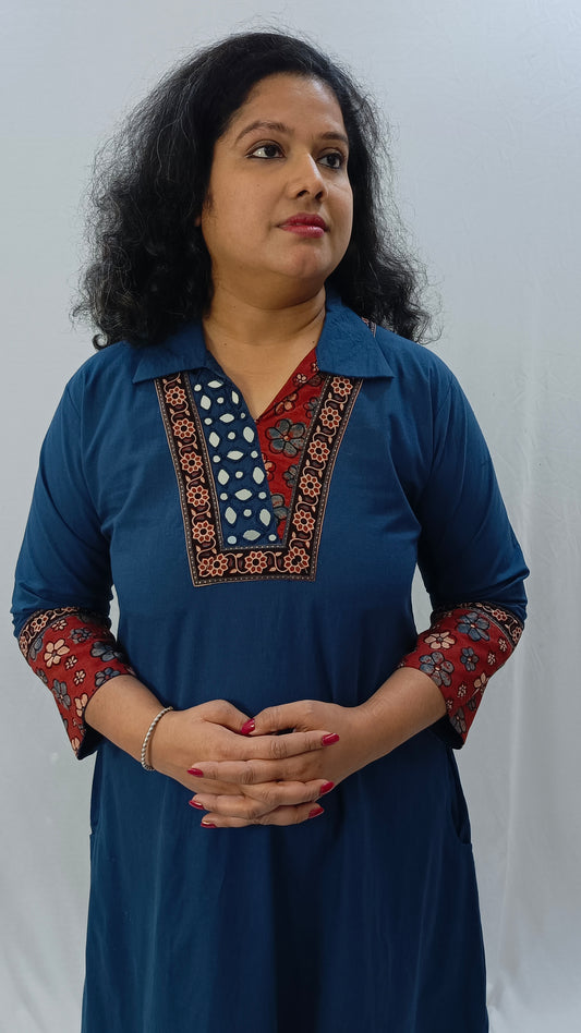 Kaveri – Cotton Fusion Dress - Ink Blue